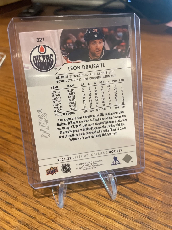 2021 22 Upper Deck Hockey Leon Draisaitl #321 Oilers - Image 2 of 2