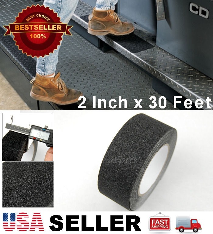 2" x 30' Black Anti Skid NonSlip Black Mineral Abrasive Safety Step