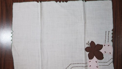Mantel de lino blanco de colección tocador bufanda floral hecha a mano blanco corredor 2 piezas - Imagen 3 de 12