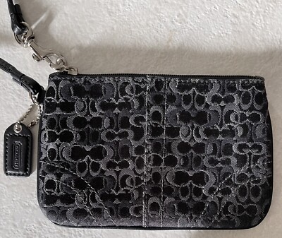Metallic Coach Black Leather Wristlet Coach Women's Small Corner