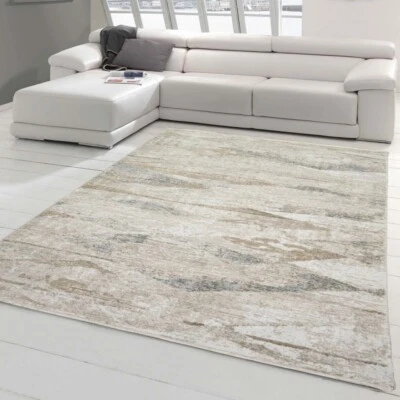 Tapis Maison Campagne salon & couloir Design Losange abstrait franges en crème - Photo 1/4
