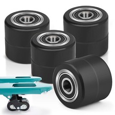 4tlg Hubwagen Rollen 80x70mm Gummirollen Palettenwagen Ersatzräder Hubwagenräder