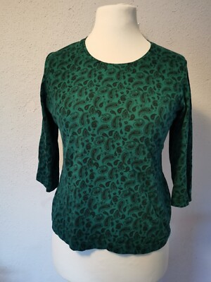 3/4 Shirt petrol grün blau schwarz Muster von Mark Adam Gr. 36 Bio Baumwolle 