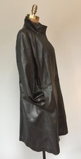 Next Nwt ( Rrp £150) Black Soft Leather Long Jacket Short Coat B 46"
