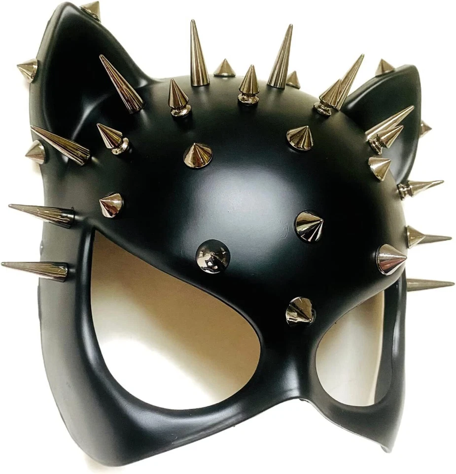 Red Black Cat Woman Dress up Cosplay Party Masquerade Mask Spiky Halloween Party - Image 2 of 4