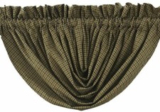 Tea Cabin Country Style Lined Green Plaid Center Balloon Valance 15" Drop 60" W