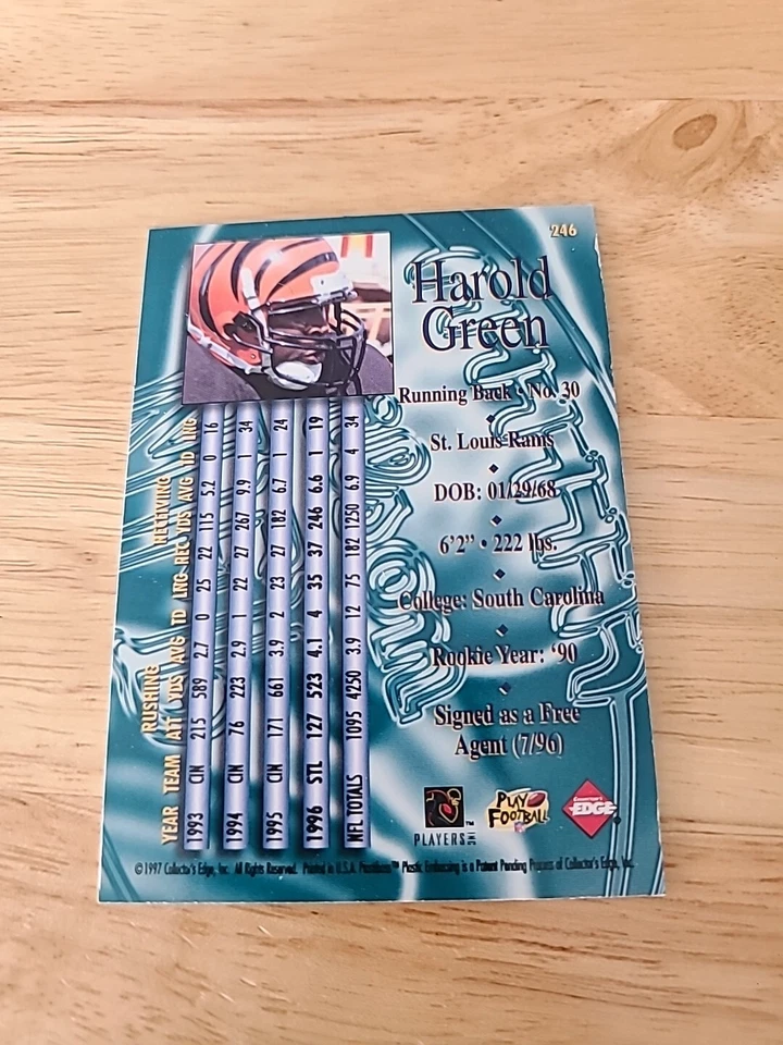 1997 Collector's Edge Masters Harold Green Cincinnati Bengals #246 $$$ - Image 2 of 2