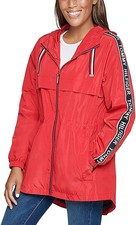 Tommy Hilfiger Womens Windbreaker Hooded Jacket Crimson Size S