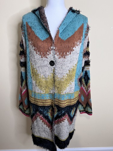 Long Hooded Cardigan Sweater Size 