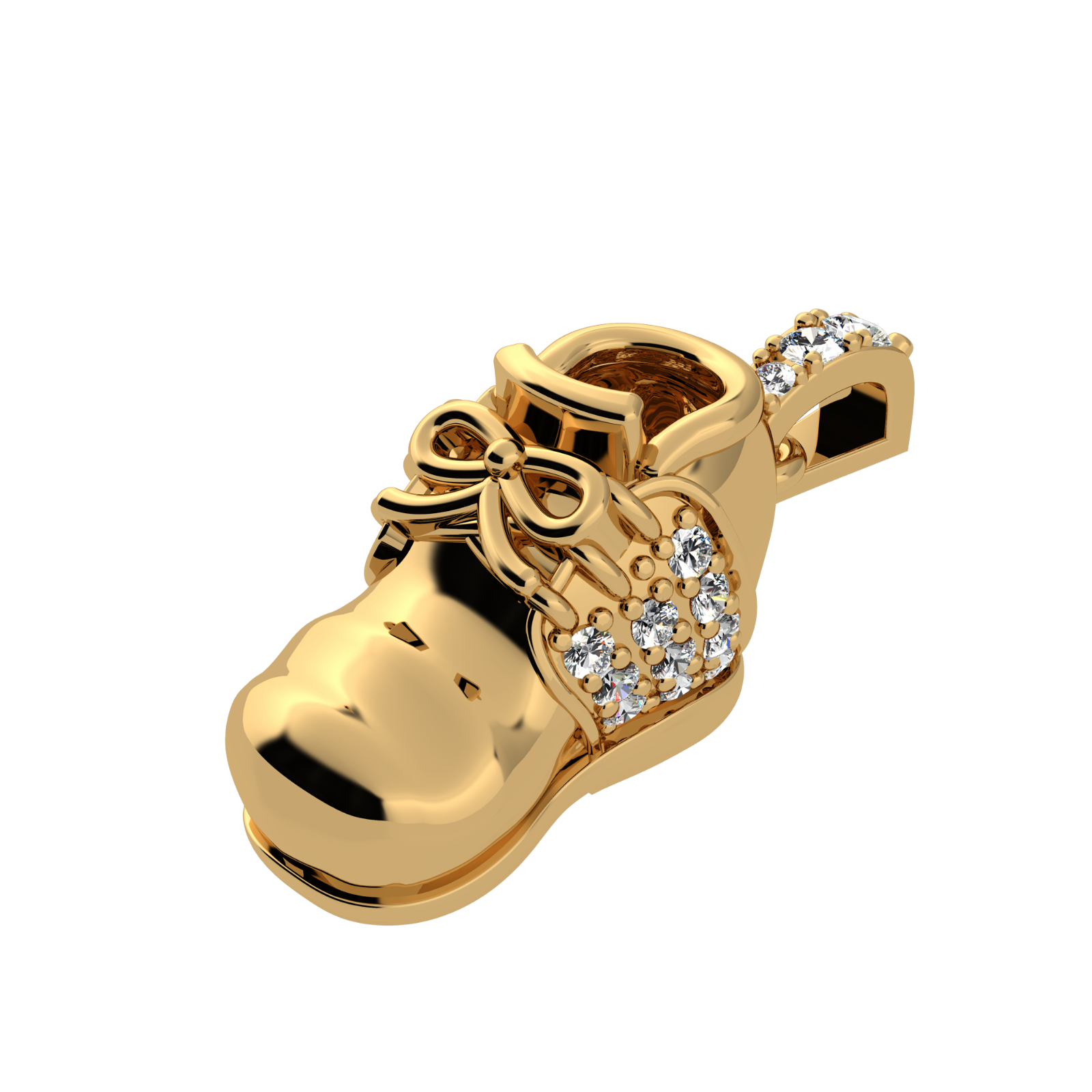 Birthstone Baby Shoe Necklace w/ Pure Brilliance Zirconia in 14K Solid