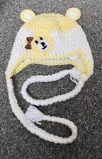 Crochet Baby Hat 0-3 Months Handmade Bear Motif