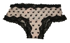 Victoria's Secret Tease Mesh Lace Trim Cheeky Panty - Purest Pink w/ Bows - XL