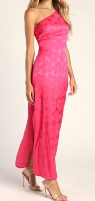 chinese dress ladies Hot Pink One Shoulder Maxi Dress