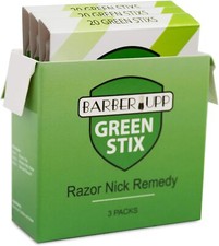 BARBERUPP Styptic Stick Shave Accessories Green STIX, 3 Pack Stops Bleeding