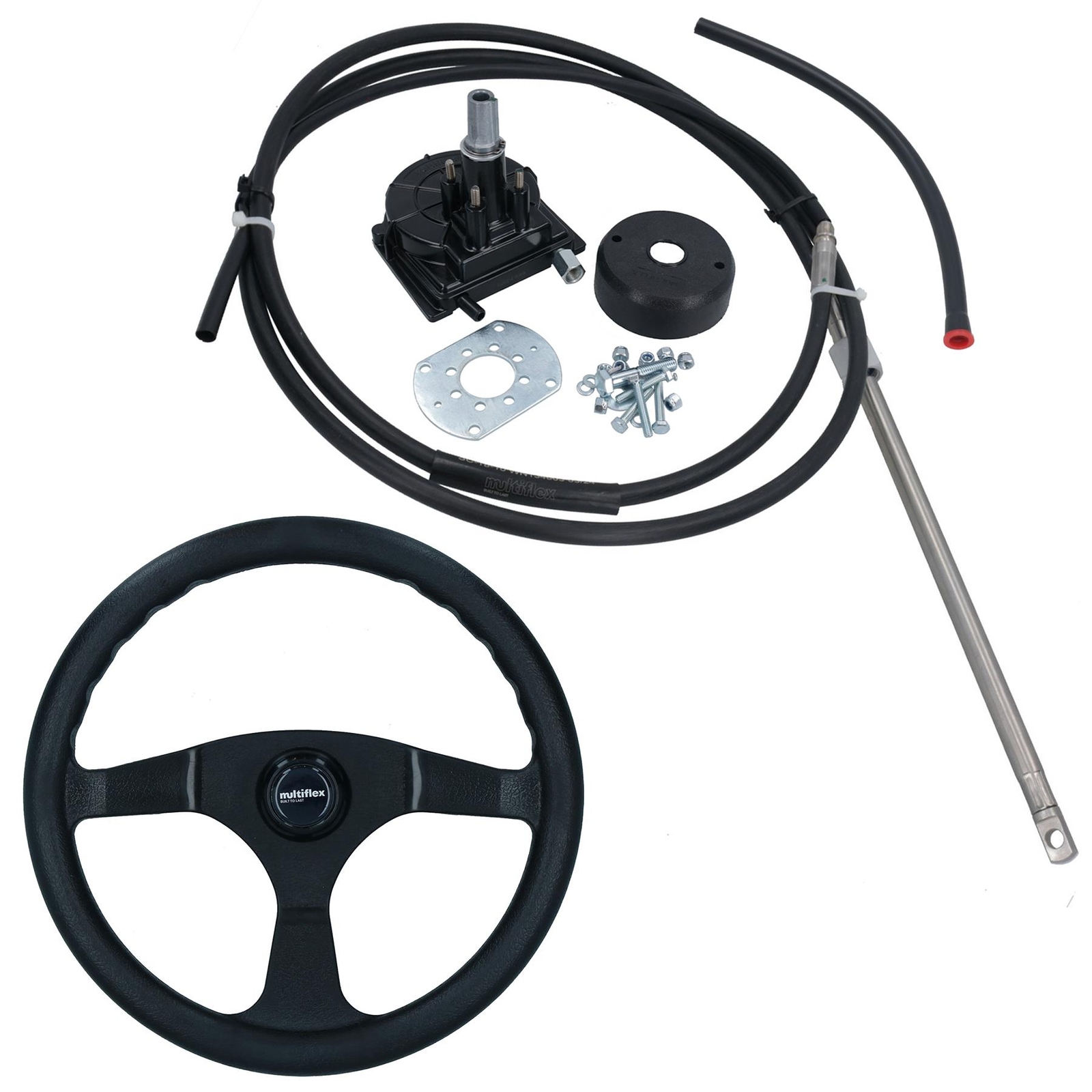 Multiflex Boat Outboard Steering Wheel Kit 12ft up to 55hp Marine Steering Helm