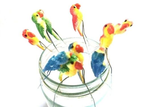 10 Mixed Tiny Miniature Color Parrot  Stake Dollhouse Fairy Garden Terrarium  - Picture 1 of 5
