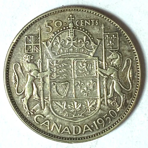 1950 50c Fifty Cents Silver Coin Canada Half Dollar KM# 45