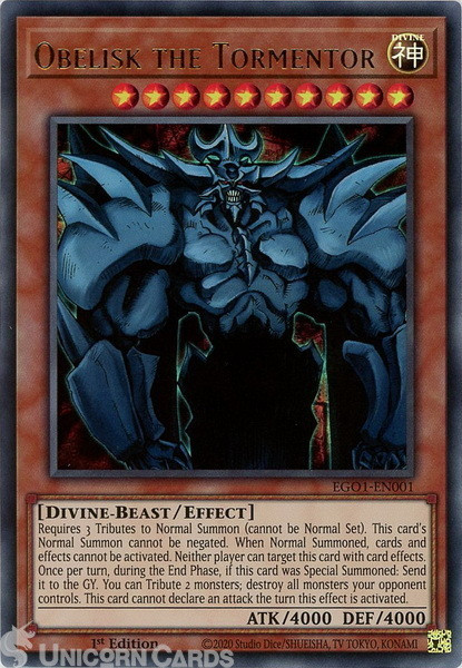 EGO1-EN001 Obelisk the Tormentor Ultra Rare 1st Edition Mint YuGiOh Card