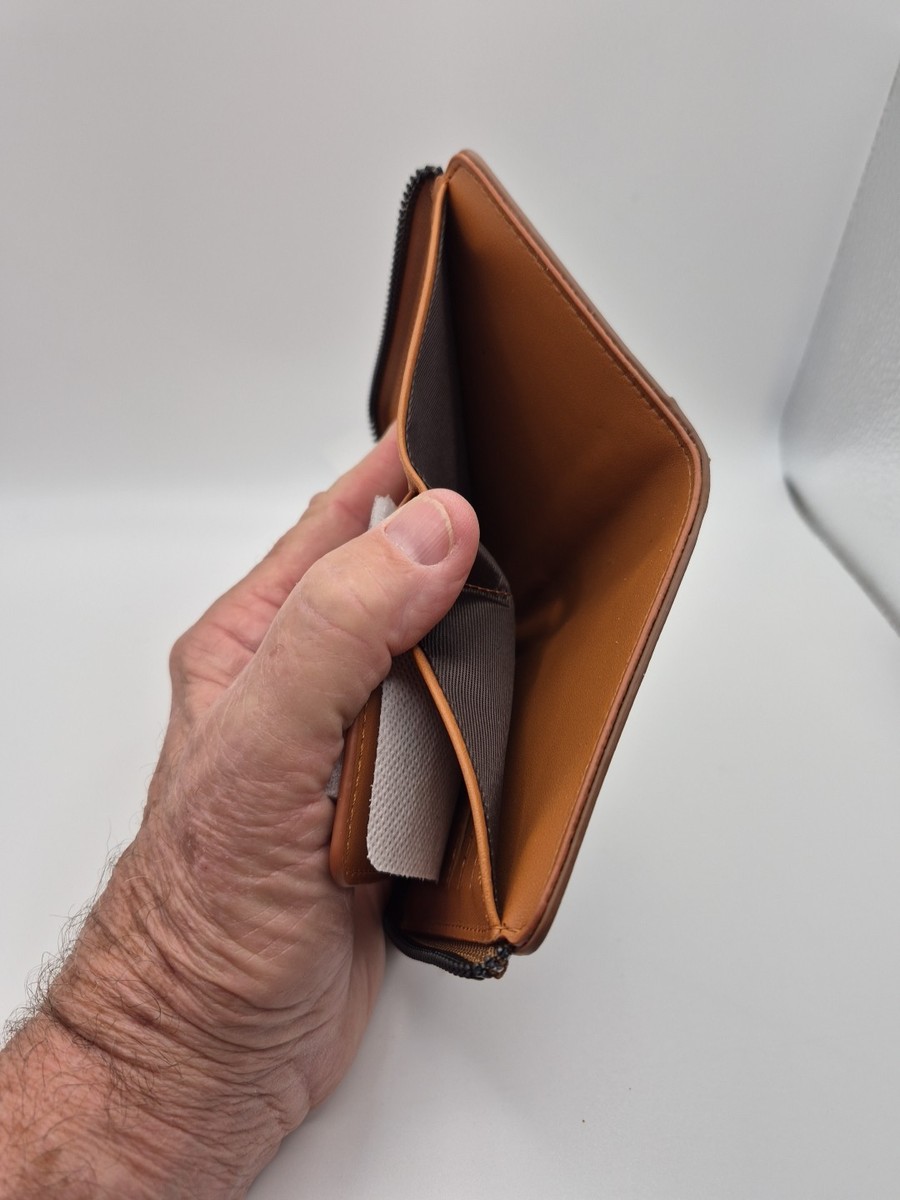 AIKS Kangaroo Wallet Men's BrownLeather Zip Bifold Credit Card ID