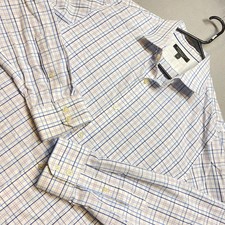 Banana Republic Button Up Shirt Mens Large Blue Purple Plaid Non Iron Slim Fit