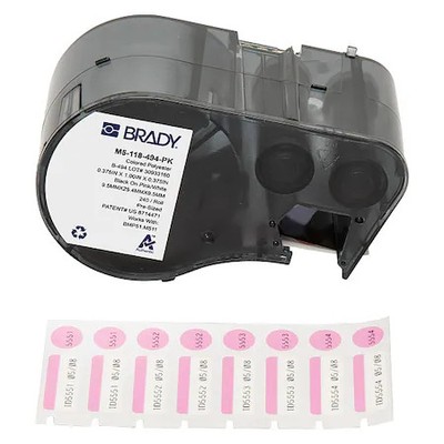 Brady M5-118-494-Pk Label/Ribboncartridge, Pink;White, 1Inw
