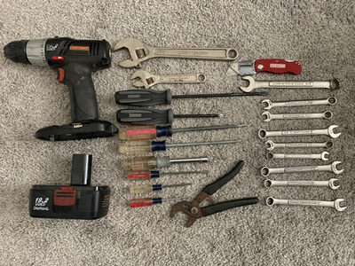 #ad Craftsman tool lot of 23 Wrenches screwdriverspower drill amp; battery etc...... $44.24
