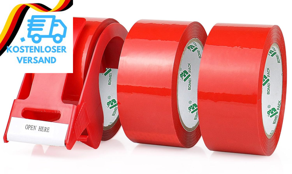 Bomei Pack Paketklebeband 3 Rollen 48Mmx66M Rot Packband Universalklebeband Zum-image