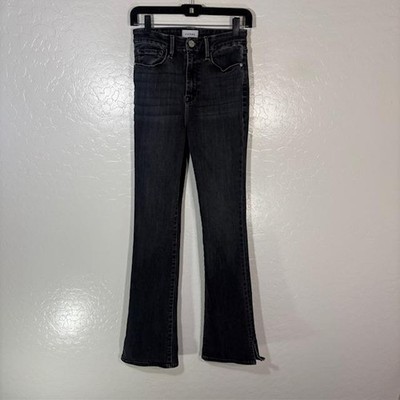 FRAME Le Super High Mini Boot Jeans Womens 26 Gray High Rise Bootcut Slit Denim