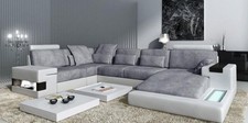 Textil Sofa USB Polster Eckcouch Garnitur Wohnlandschaft Ledersofa Design Couch
