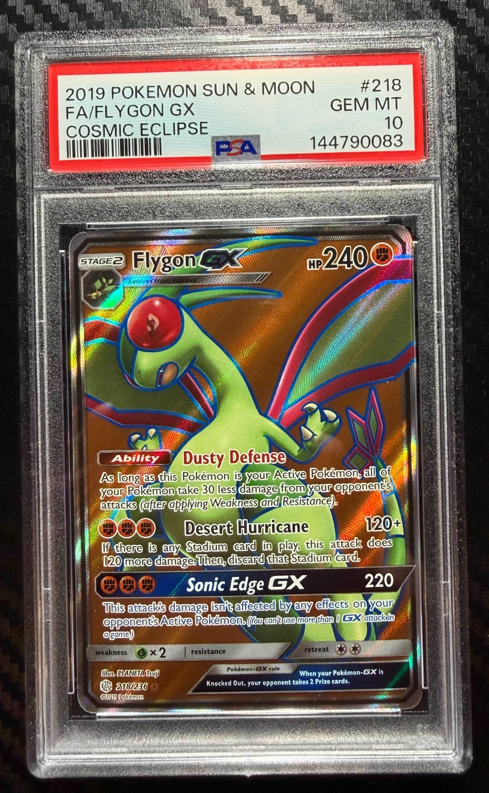 PSA 10 Flygon GX Full Art 218/236 Cosmic Eclipse Pokemon