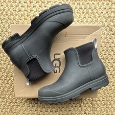 UGG “Droplet” Women’s Black Waterproof Rubber Ankle Rain Boots - UK 5