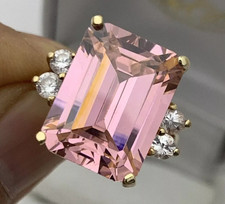 7.00 Ct Certified Emerald Cut Natural Pink Diamond Ring VVS1 Yellow Gold Finish