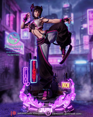 Juri Han, Super Street Fighter, sexy Pin-Up Statue, 3D Druck Figur, UNBEMALT
