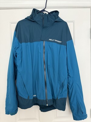 Helly Hansen Ski Coat Mens XL Blue Hooded Lined Helly Technology