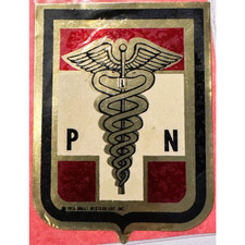 Rare ancien autocollant blason infirmière praticienne agréée années 60