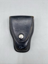 Don Hume C 303 Black Plan Leather Belt Handcuff Pouch w/ Nickel Snap Vintage