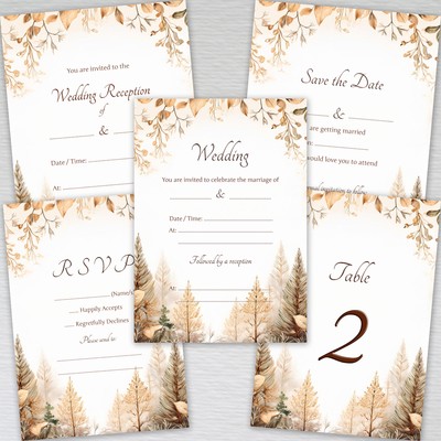 Wald Hochzeitseinladungen Wald Abendeinladungen RSVP Menükarten