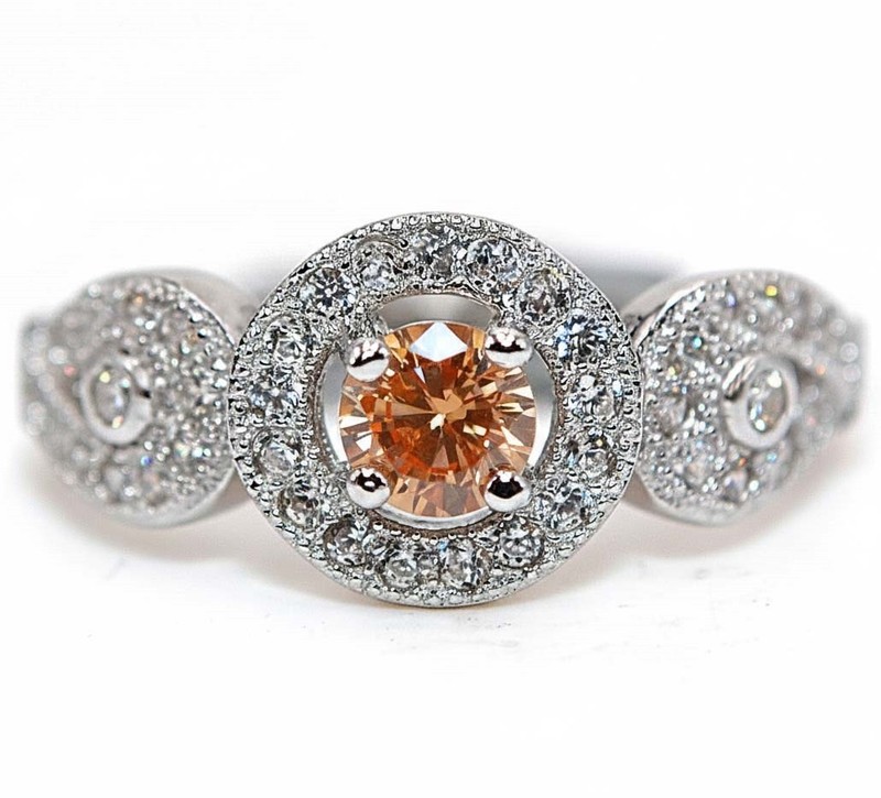 1CT  Padparadscha 925 Sterling Silver Ring Sz 7 MM5-1