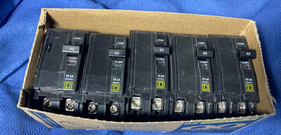 LOT of  5  SQUARE D QO240 40Amp 2-Pole 120/240V Circuit Breaker