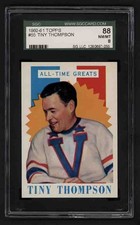1960-61 Topps Hockey #55 Tiny Thompson All Time Greats SGC 8 Boston Bruins