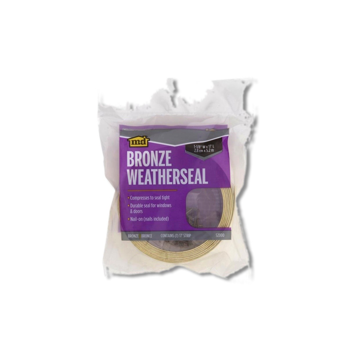 M-D Bronze Metal Weather Stripping For Door 17 ft X 1-1/8 in 52000
