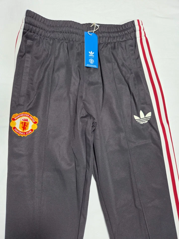 Adidas Mens Originals Beckenbauer Manchester United Track Pants IY0044 Gray - Image 3 of 4