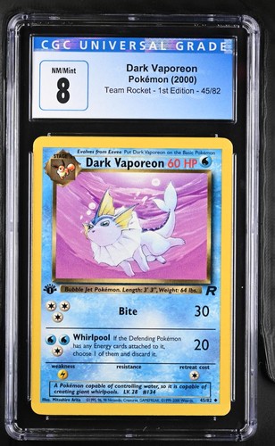 Dark Vaporeon (1st Edition) graded CGC 8 for sale on eBay
