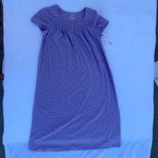 Croft & Barrow M NWT Lavender Purple Eyelet Maxi Nightgown Lace Pleat Sleepwear