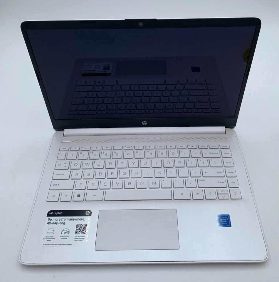 Laptop HP 14-dq0080nr 14" intel Celeron 1.1GHz 60GB SSD 8GB DDR4 Blanca Excelente Foto 2 de 4