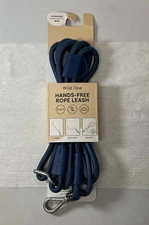 Wild One Adjustable Hands-Free Standard Rope Leash - Navy - Brand New