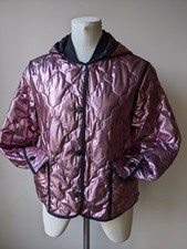 Pinko Metallic Pink Puffer Jacket Winter Coat Womens Sz L