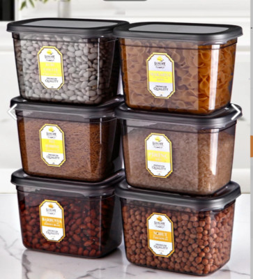 6 x Gewürzbehälter-Lebensmittelbehälter-stapelbar-Speisekammerbox-BPA FREI+Deckel
