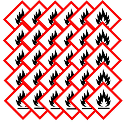100 StkGefahrstoffetiketten Entzündbare flüssige Stoffe GHS02 Klasse 3 15x15mm
