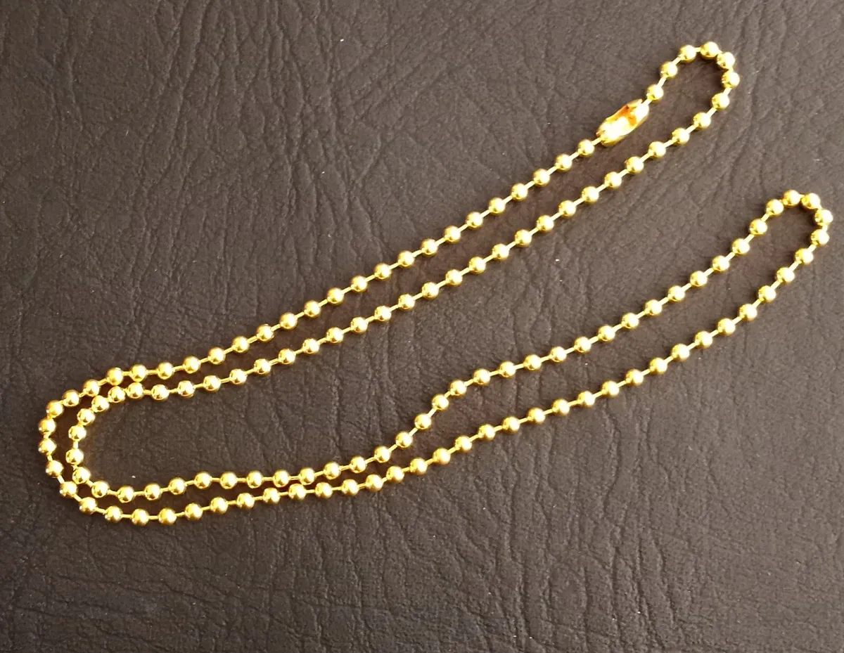 Nice New 3.2mm Round Ball Chain 14k Gold Plated 24 Long Fits